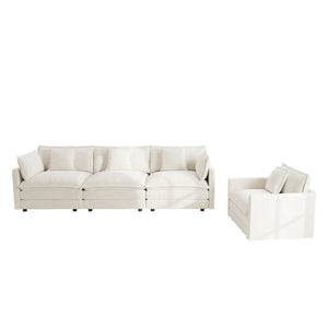English Elm 3-piece Chenille Sectional Sofa Set Modern Deep Seat Living Room Apartment Seating W714S00558