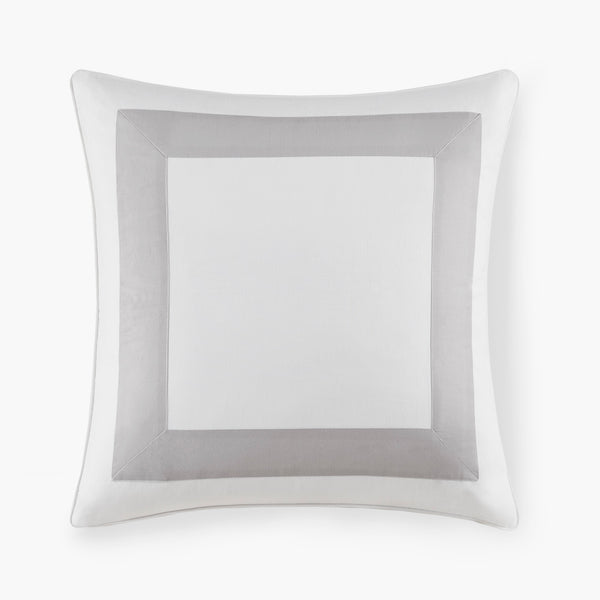 JLA Home Croscill Home - European Linen Blend Pillow Sham with Two-Sided Patchwork Frame and Appliqué Border, 26x26in Elegance CHM11-0011