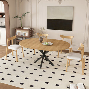English Elm 59-inch Expandable Glass Top Dining Set Seats 8 with Upholstered Chairs X-base W2700S00124