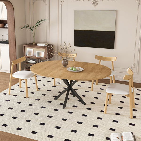 English Elm 59-inch Expandable Glass Top Dining Set Seats 8 with Upholstered Chairs X-base W2700S00124