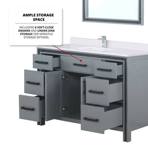 English Elm Dark Grey Bath Vanity 48" W x 22" D with Cultured Marble Top, Chrome Faucet, 34" Mirror, Scratch-Resist Finish B2731S01358