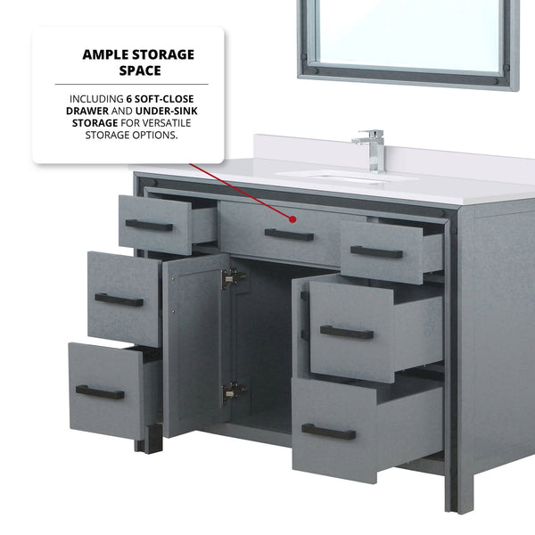 English Elm Dark Grey Bath Vanity 48" W x 22" D with Cultured Marble Top, Chrome Faucet, 34" Mirror, Scratch-Resist Finish B2731S01358