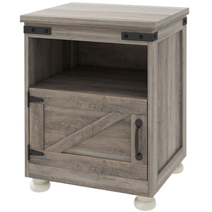English Elm Homcom Farmhouse Small Side Table With Open Shelf & Cupboard, Stylish Gray End Table For Living Room W2225P229444