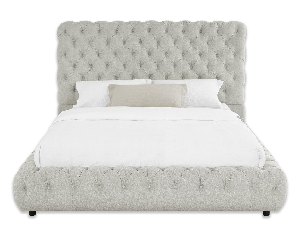 English Elm 1Pc Contemporary Upholstered Queen Bed With Elegant Tufted Headboard In Dove Gray For Cozy Luxury B011S01655