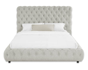 English Elm 1Pc Contemporary Upholstered Queen Bed With Elegant Tufted Headboard In Dove Gray For Cozy Luxury B011S01655