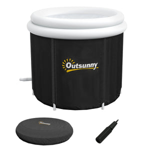 English Elm Outsunny 79G Portable Ice Bath Tub with Thermo & Inflatable Covers, Carry Bag, Fast Drain Valve W2225P200853