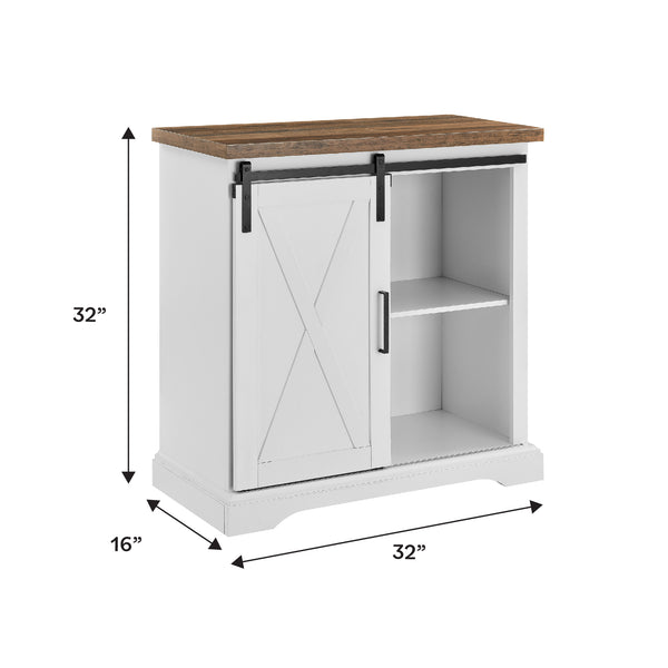 English Elm Walker Edison - Farmhouse Sliding X Barn Door Accent Cabinet with Adjustable Shelves, White/Rustic Oak Finish - Chic Storage Solution B185P326691