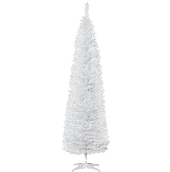 English Elm Snow Flocked Pink Pencil Artificial Christmas Tree for Entryway or Bedroom Corner T3971P419335