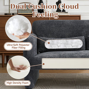English Elm Best-selling Boucle Cloud Loveseat Velvet Upholstered 2 Seater with Lumbar Pillow Dark Gray W1765P334061