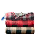 True North by Sleep Philosophy Jacob Lodge/Cabin Oversized Plaid Plush Heated Throw TN54-0395 Red