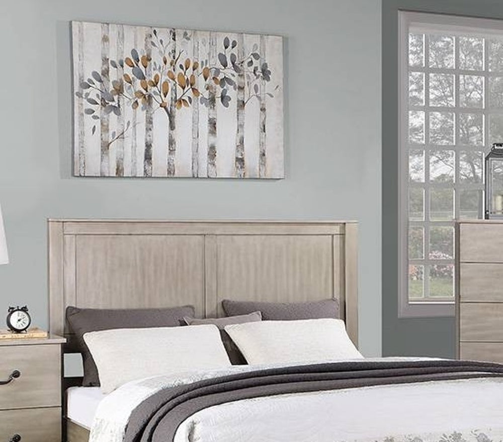 English Elm Rustic Eastern King Bed with Two Panel Headboard in Antique Silver Farmhouse Finish B011S02101