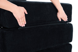 English Elm UNITED Folding Sofa Bed with Removable Cover Zipper, Chenille Memory Foam Sleeper for Small Spaces Black W1568P293809