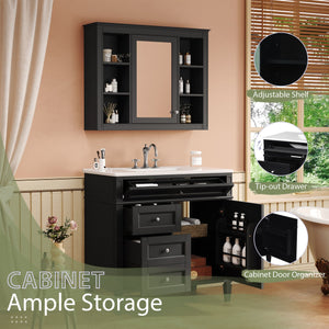 English Elm 36'' Modern Bathroom Vanity With Medicine Cabinet, Soft-Close Doors & Drawers For Stylish Storage SW000134AAB-1