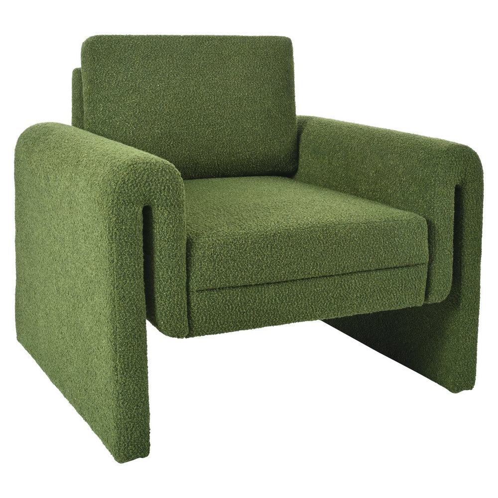 English Elm Christopher Knight Home® - Modern Bouclé Upholstered Accent Chair with Rounded Arms, Solid Wood Frame, 330lb Capacity, Luxe Comfort Green N765P248341N