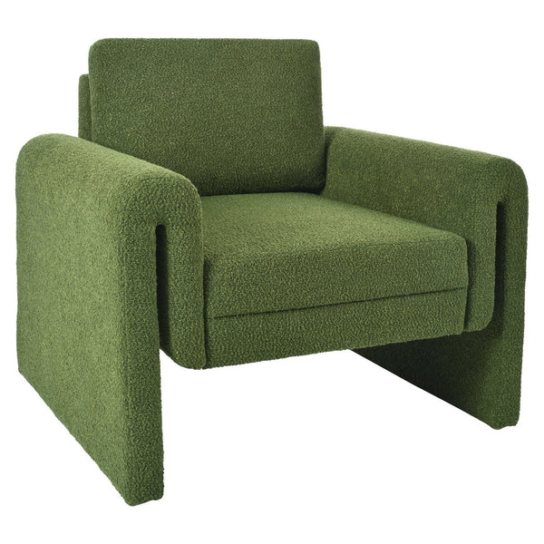 English Elm Christopher Knight Home® - Modern Bouclé Upholstered Accent Chair with Rounded Arms, Solid Wood Frame, 330lb Capacity, Luxe Comfort Green N765P248341N