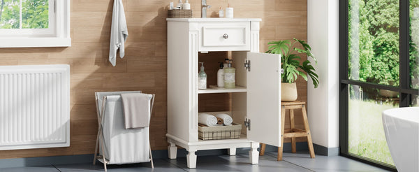English Elm 18-inch French Country Freestanding Bathroom Vanity Rubberwood Cabinet with Ceramic Sink White N710P371187K