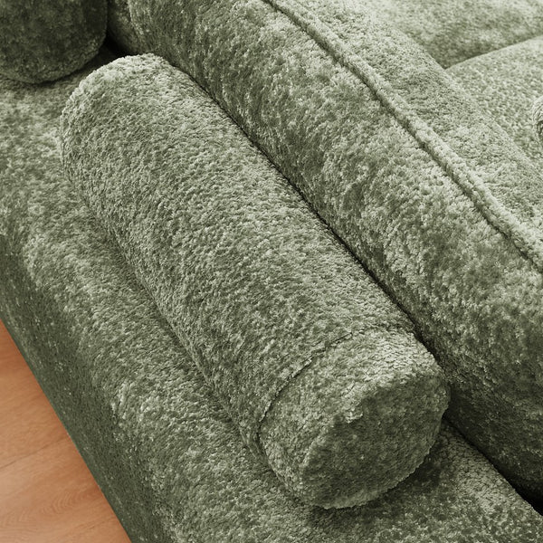 English Elm 107'' Boucle Modular Sectional Sofa Deep Cloud Cushions Reversible Chaise Living Room Green W1413S00167