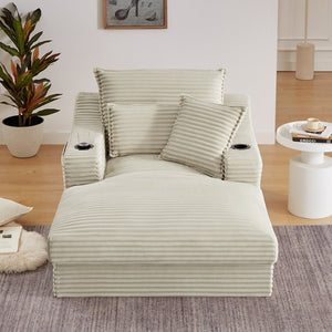 English Elm 47.24 Inch Cotton Upholstered Lounge Sofa with S-curve Arms and Deep Cushioned Seat W3396P410208