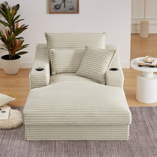 English Elm 47.24 Inch Cotton Upholstered Lounge Sofa with S-curve Arms and Deep Cushioned Seat W3396P410208