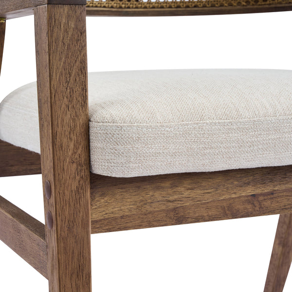 English Elm Mid-century Modern Dining Chairs Set of 2 Rattan Cane Back Rubberwood Upholstered Beige,Walnut N768P411344W