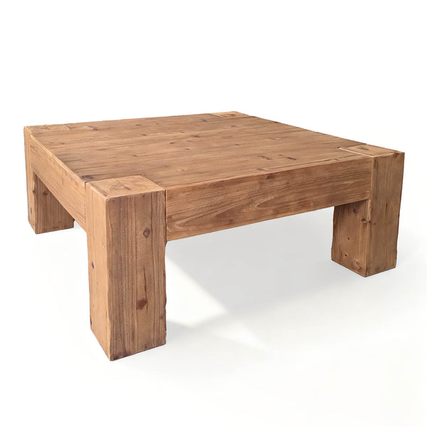 English Elm Coffee Table Solid Wood Square Low Profile Wabi-sabi Living Room Natural Grain W3306P408781