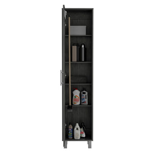 English Elm Storage Cabinet Buccan Smokey Oak Gray Laundry Organizer with Single Door & Five Shelves, Versatile Home Storage B092142829