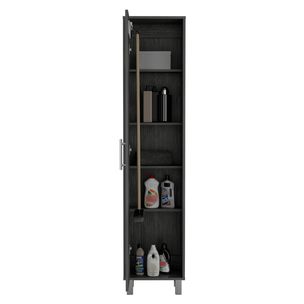 English Elm Storage Cabinet Buccan Smokey Oak Gray Laundry Organizer with Single Door & Five Shelves, Versatile Home Storage B092142829
