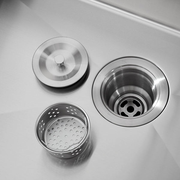 English Elm Stainless Handmade Single Bowl Drop-in Kitchen Sink with Cutting Board and Drain Grid T3177P286033