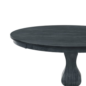English Elm Round Rubberwood Pedestal Dining Table Wire Brushed Farmhouse Style Seats Four 70935.00TOPGRY_70935.00LEGGRY
