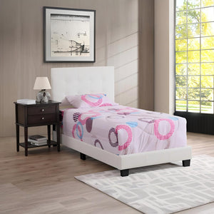 English Elm Caldwell Queen Bed with Button Tufted Faux Leather Headboard, Modern Upholstered Frame, 82"D White 5.5 L x 44 W x 25 H B078107973