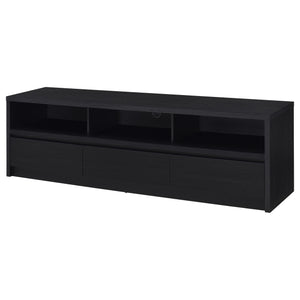 English Elm O'brien Matte Black 78 Inch Media Console with Three Drawers and Wire Management B062P451722
