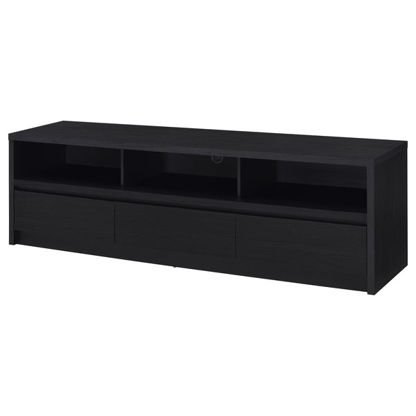 English Elm O'brien Matte Black 78 Inch Media Console with Three Drawers and Wire Management B062P451722