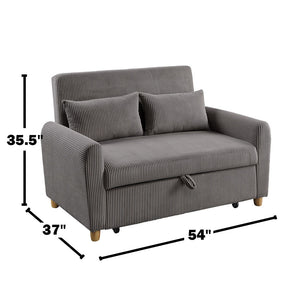 English Elm 54"W Corduroy Convertible Sleeper Loveseat Brown - Plush Full Foam Seating, Stylish Space-Saving Comfort B016P405344