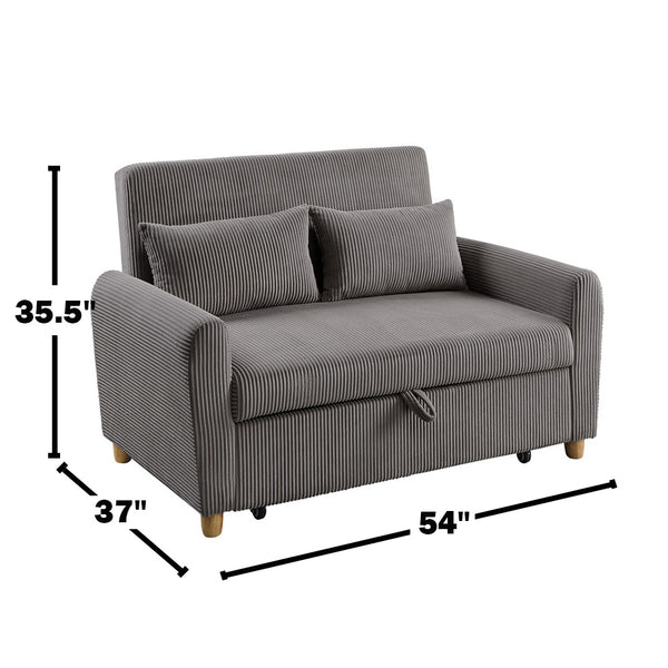 English Elm 54"W Corduroy Convertible Sleeper Loveseat Brown - Plush Full Foam Seating, Stylish Space-Saving Comfort B016P405344