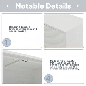 English Elm Elegant Modern Sideboard with Wavy Arched Groove Doors, Adjustable Shelves, MDF Wood Legs, 63.4" L W2696P256249