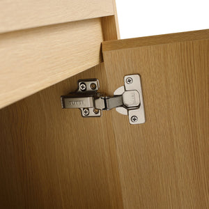 English Elm 28" Wall Mounted Bathroom Vanity with Gun-Gray Stainless Sink, Soft-Close Doors, Plywood, Oak Finish, KD W999P376889