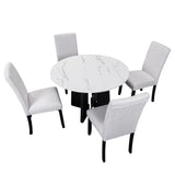 English Elm 5-Piece Round Dining Table Set, 43-Inch Modern Dining Table and 4 Upholstered Chairs For Dining Room, Kitchen Room, Living Room, Easy Assembly