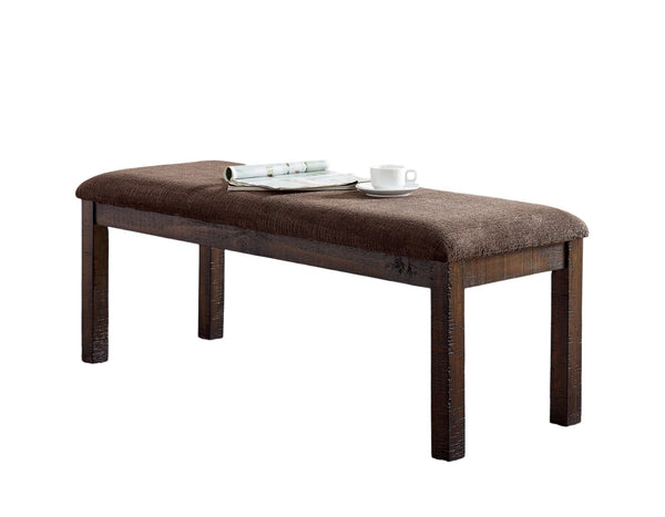 English Elm Classic Walnut Bench 48" Upholstered Dining Seat, Wood Grain Finish, Seats 2, Sturdy 48x17x18" B011P245909