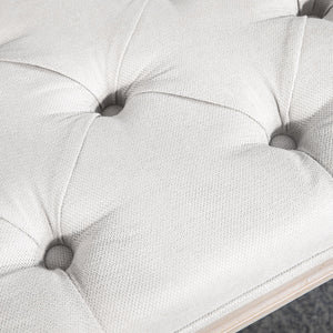 English Elm HOMCOM French Vintage 32" Tufted Upholstered Bed Bench Cream White Linen-Feel Seat, 264 lb Capacity W2225P173908