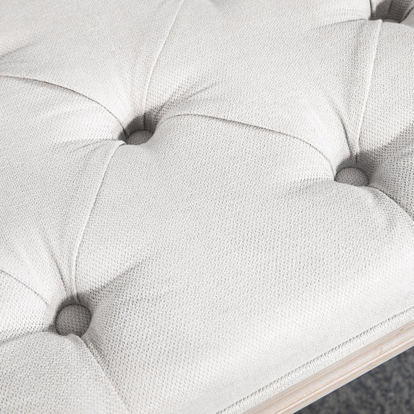 English Elm HOMCOM French Vintage 32" Tufted Upholstered Bed Bench Cream White Linen-Feel Seat, 264 lb Capacity W2225P173908