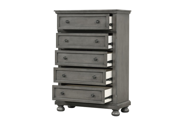 English Elm Meade Contemporary 5-Drawer Chest with Felt-Lined Top, Dovetail Construction & Wood Feet for Style Gray 39.5 L x 53 W x 20.5 H B078P301547