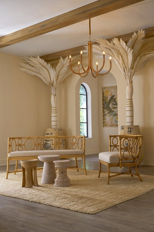 Currey & Company Samsara Small Chandelier: Elegant Rattan Design With Six Lights, Adjustable Height & Earthy Tones Natural Rattan ,Wrought Iron 9000-1297-currey-company