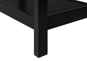 English Elm Accent 2-Tier Narrow End Table with Drawer and Shelf, Transitional Veneer Top, Solid Wood Legs for Compact Spaces Black 27 L x 15 W x 8 H B2710P219470