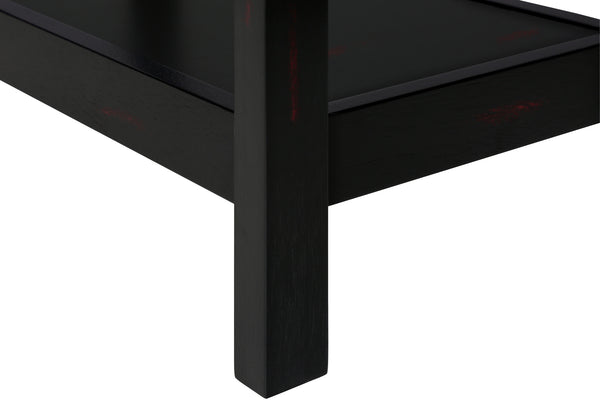 English Elm Accent 2-Tier Narrow End Table with Drawer and Shelf, Transitional Veneer Top, Solid Wood Legs for Compact Spaces Black 27 L x 15 W x 8 H B2710P219470