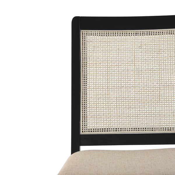 English Elm Walker Edison - Modern Solid Wood Dining Chair Set of 2 with Rattan Back, Black Finish, Woven Seat, Stable Levelers B185P169227