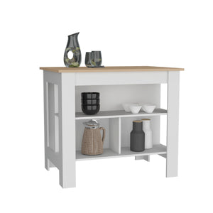 English Elm Cortes 2-Tier Kitchen Island With Spacious Worktop, Versatile Storage & Stylish Modern Design B200P235838