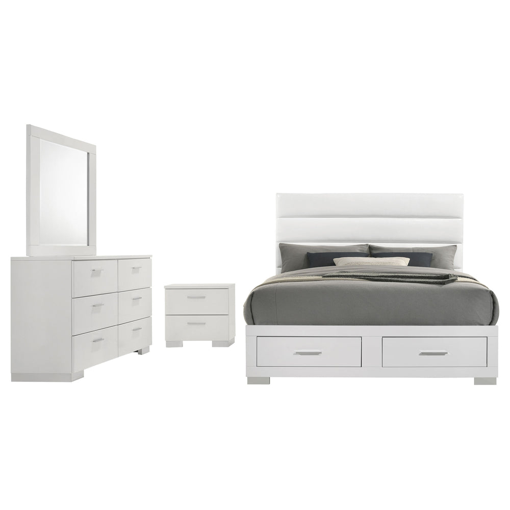 English Elm Hemlock Warm Brown Eastern King Bedroom Set with Platform Bed and Floating Base B062S01503