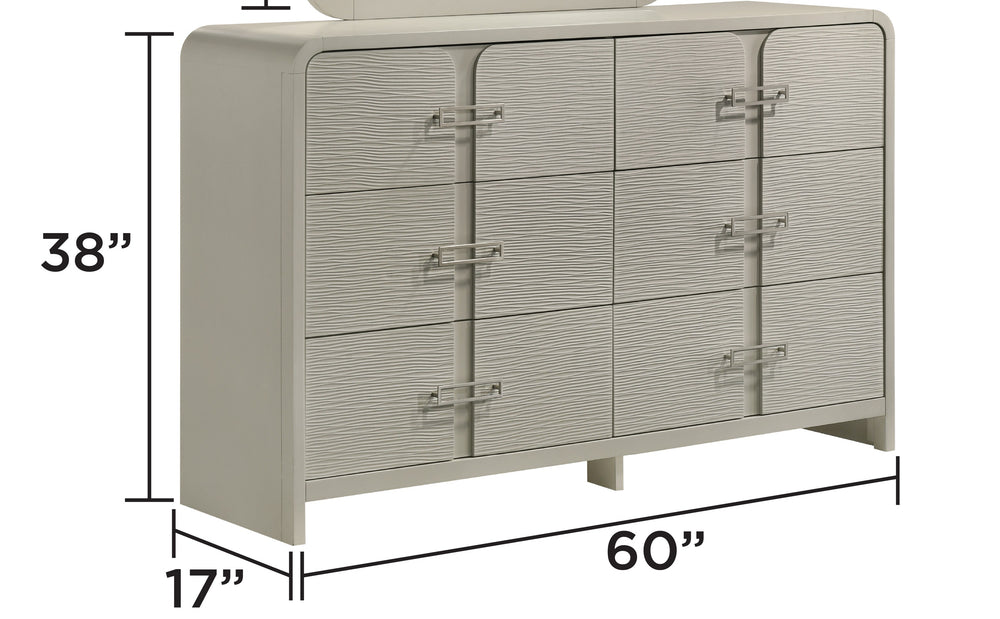 English Elm Aria Five Drawer Chest with Gloss Finish Metallic Pulls and Smooth Glide System B009P355213