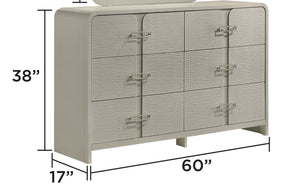 English Elm Aria Five Drawer Chest with Gloss Finish Metallic Pulls and Smooth Glide System B009P355213