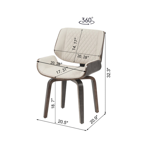 English Elm Mid-Century Modern Dining Chair Set Of 2 - Ergonomic 360° Swivel, Plush Pu Leather For Ultimate Comfort N842P290057A